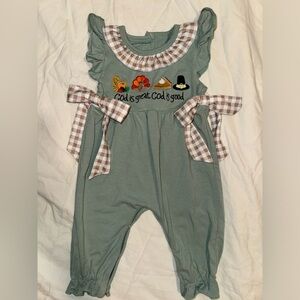 Boutique embroidered Thanksgiving God is great God is good outfit